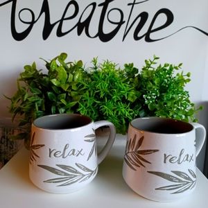 White Relax Coffee Mugs Set of 2